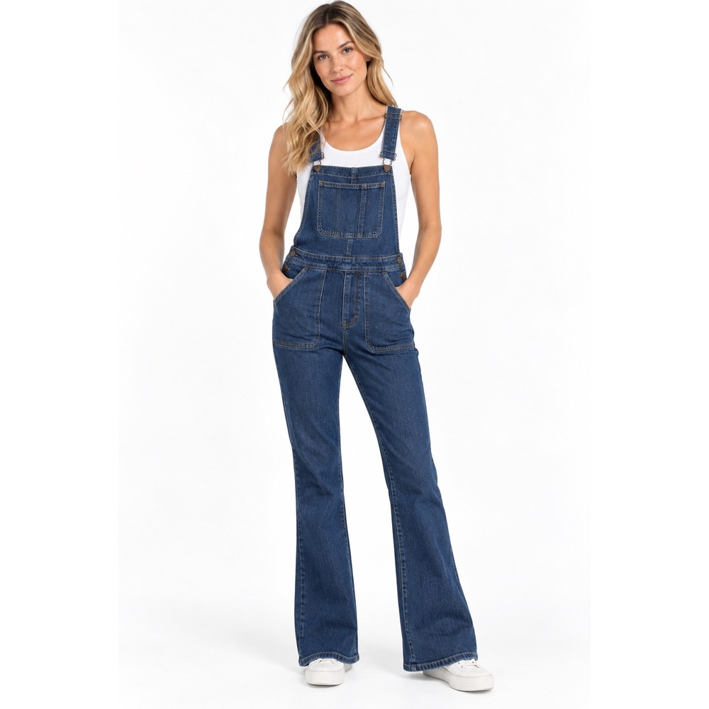 Madewell Women Flare Leg Denim Overalls Medium Wash Blue F0343 Size M NWT